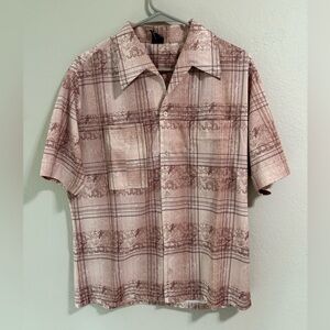 Joel Cal-Made Vintage Plaid Floral Short Sleeve Button Up Shirt Men’s L